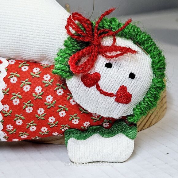 Vtg Christmas Ornaments Dolls Stuffed Pillows Set Of 2 Angel Nutcracker Soldier - Picture 7 of 15